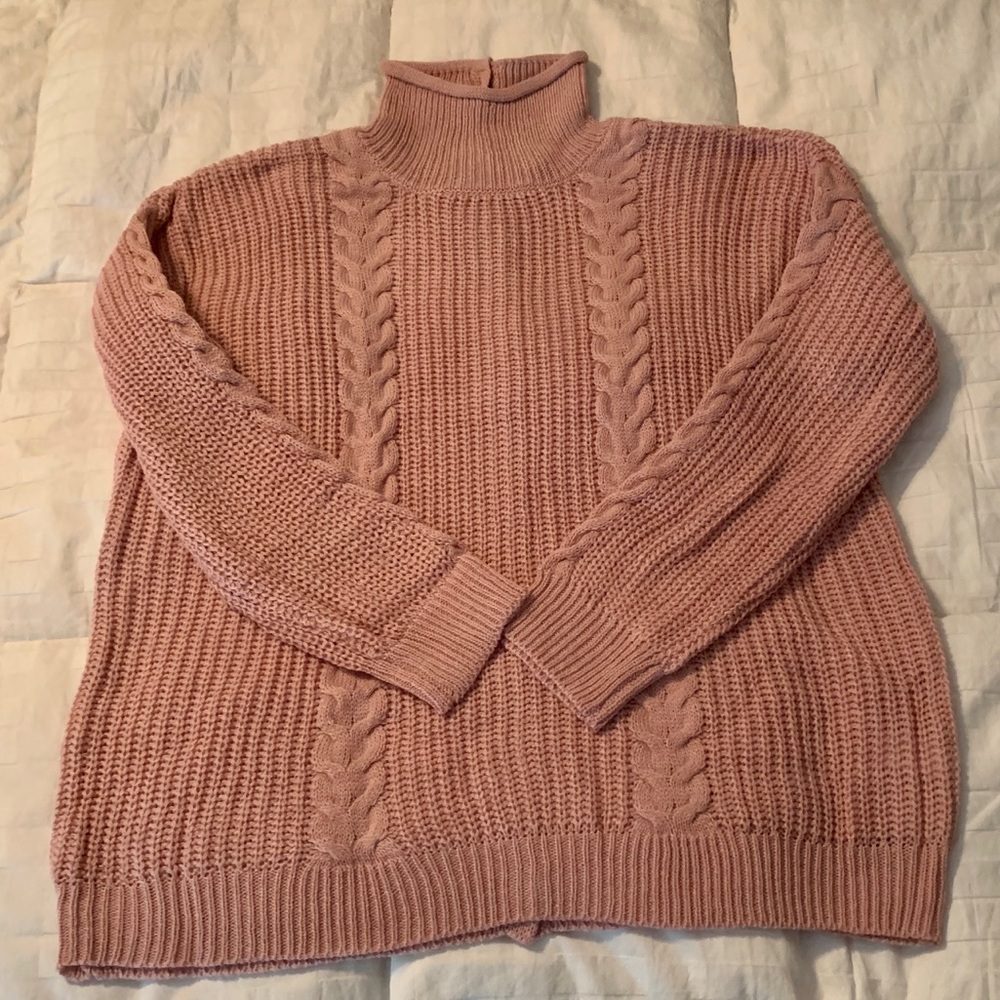 Derek Heart Pink Cable knit sweater (2X)